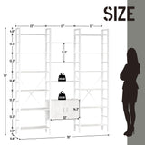 astimey 70x78 “ Triple 6 Tier Book Shelf, Industrial Large Bookcase with Storage Cabinet, Tall Bookshelf with 16 Open Display Shelves Metal Frame Furniture for Living Room Bedroom Home Office White astimey