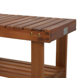 HOMCOM 3-Tier Shoe Rack Bench, Acacia Wood Shoe Organizer, Rustic Entryway Bench with Storage Shelves for Entryway, Hallway, Livingroom, Teak HOMCOM