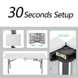 6FT Picnic Table Folding Table Camping Table Plastic Table Fold Up Table Lock for Party Event,White BestOffice