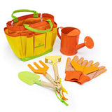 Kinderific Gardening Set, Tool Kit, for Kids, STEM, Includes Tote Bag, Spade, Watering Can, Rake, Fork, Trowel and Gloves (Sunshine) Kinderific