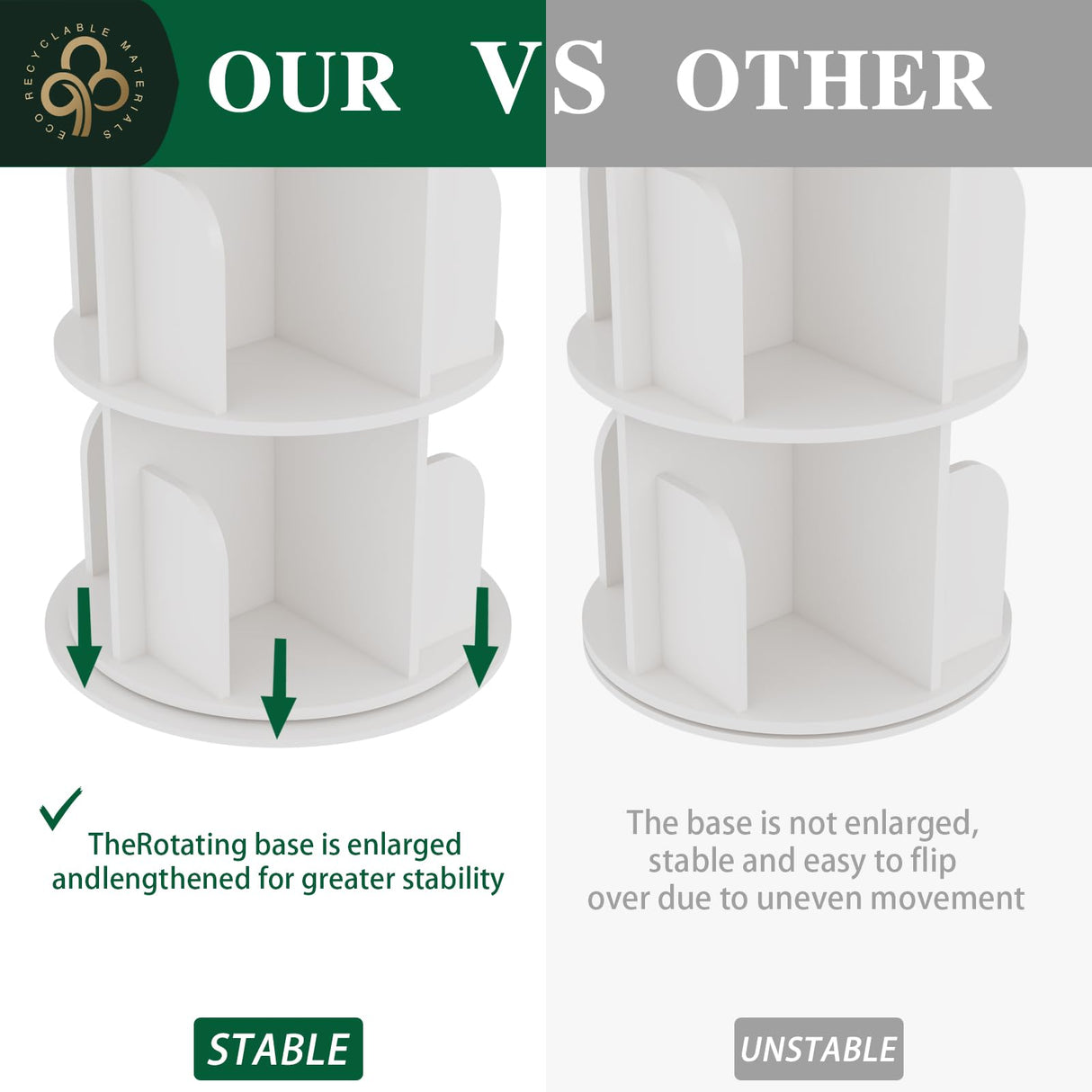 Rotating Bookshelf Tower 5 Tier,Spinning Bookcase, Revolving 360 Book Shelf Narrow Tall Bookcase, Vertical Turning Round storage Bookshelf ,Book Shelf Organizer for Bedroom, Living Room, White hhgrapehh