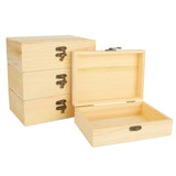 Acrux7 4 Pack Unfinished Wood Boxes, 7.2 Inch Unpainted Wooden Box with Hinged Lid, Small Plain Pine Wood Storage Boxes for Crafts, DIY, Jewelry, Keepsake (7.2x5x2.5 Inch) Acrux7
