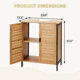 Danrelax 24" Bamboo Pedestal Under Sink Storage Vanity Cabinet, Solid Waterproof Sliding Door Bathroom Organizer with Adjustable Shelf, Modern Bathroom Furniture(Top Cutout, Not for Floor Drain) Danrelax