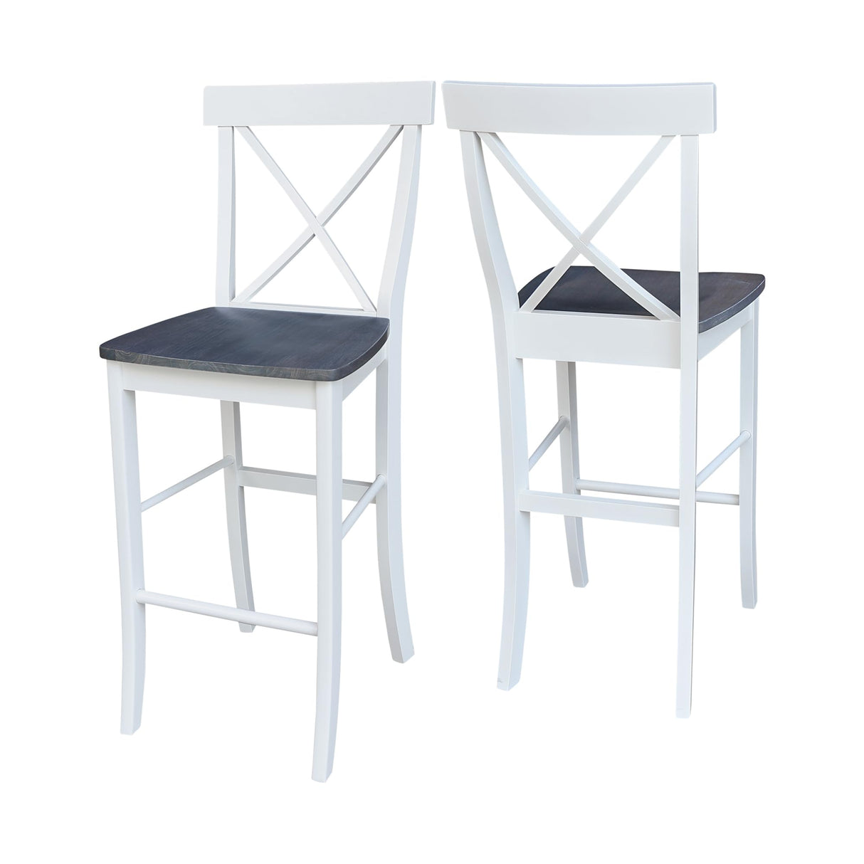 IC International Concepts X-Back BarHeight Stool-30 Seat Height Stool, 30 Inches, White/Heather Gray IC International Concepts