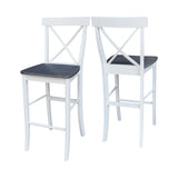 IC International Concepts X-Back BarHeight Stool-30 Seat Height Stool, 30 Inches, White/Heather Gray IC International Concepts