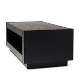 Maven Lane Artemis Large 2 Tier Contemporary Rectangle Wooden Center Coffee Table with Shelf Storage for Living Room in Refined Black Finish Maven Lane