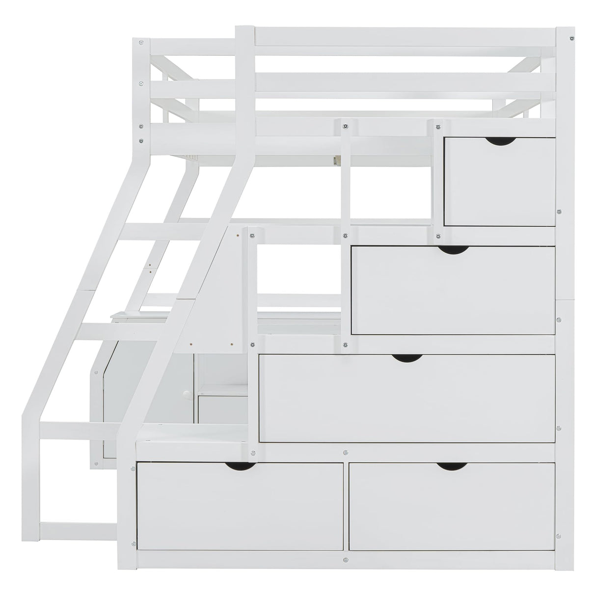 MERITLINE Full Size Loft Bed with Desk and Storage Stairs, Wood Loft Bed Full with 7 Drawers & 2 Shelve,High Loft Bed with Desk Underneath for Kids Teens Boys Girls,White MERITLINE