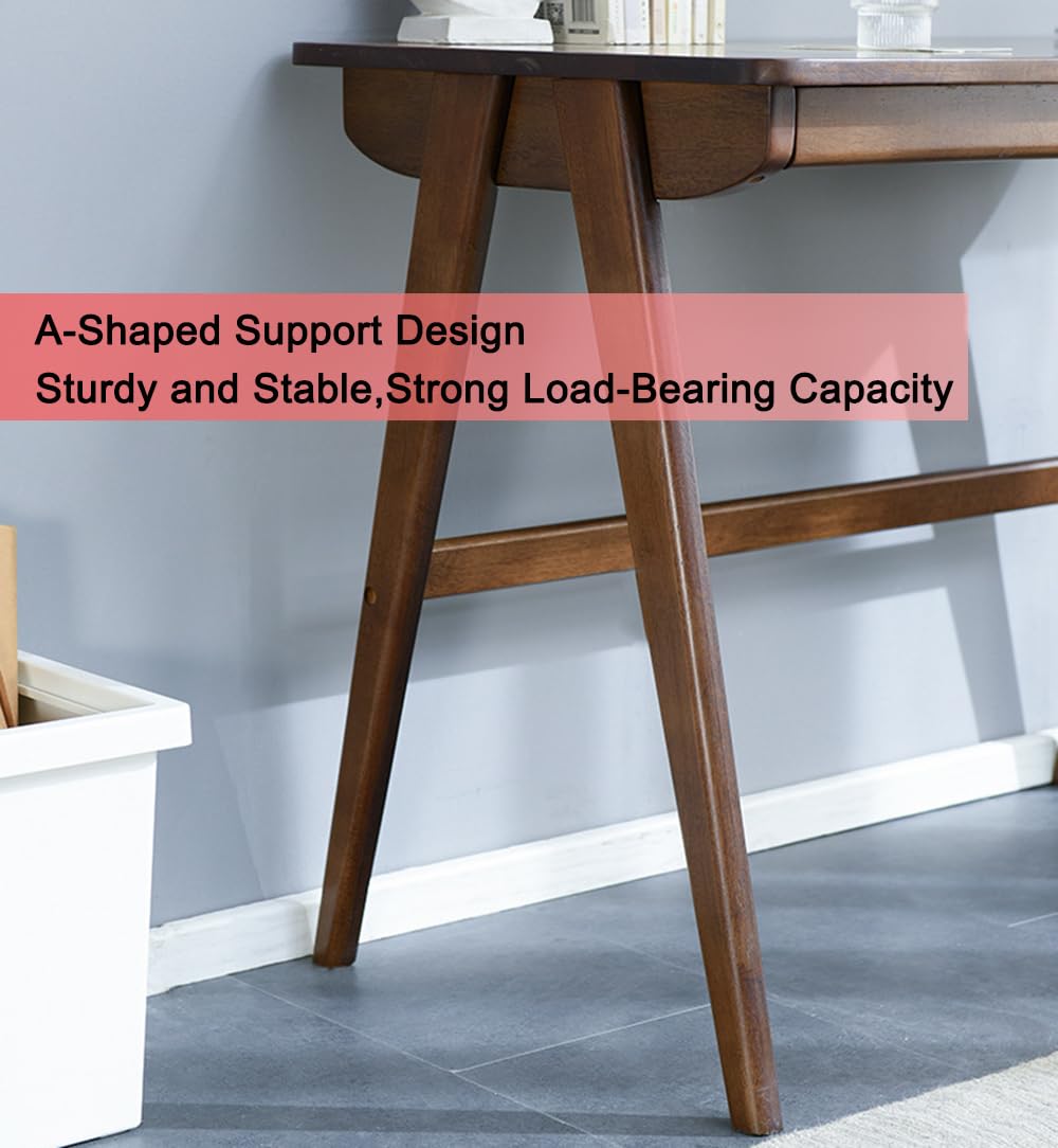 LITAITAI 39.4" Long Solid Wood Desk Solid Wood Writing Desk - Home Office Workbench Desk with 2 Drawer, Laptop Computer Work Study Table (39.4‘’) LITAITAI