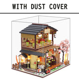 DIY Dollhouse Miniature Wooden Furniture Kit, Doll House Kit with Dust Proof Cover and Music Box, Mini Handmade Wooden Dollhouse Toys for Adult Gift (M2011) Lannso