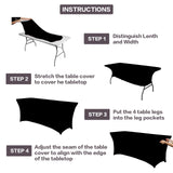 IVAPUPU 2 Pack 6FT Table Cloth for Rectangular Fitted Events Stretch Black Table Covers Washable Table Cover Spandex Tablecloth Table Protector for Party, Wedding, Cocktail, Banquet, Festival IVAPUPU