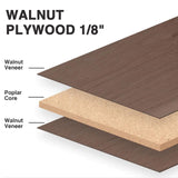 Walnut Plywood 6pcs, 1/8" x 12” x 12” Real Wood Plywood Sheets 1/8" Plywood Sheets 3mm Plywood for Laser Cutting and Engraving CMOOD