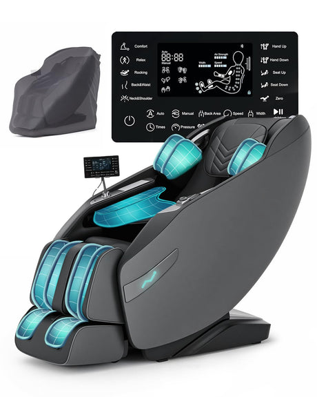 RelaxRelife 3D Full Body Massage Chair, Zero Gravity with Heat, 12 Auto-Modes, Shiatsu Foot & 55“ SL-Track, 28 Airbags, Footcare Massage, Black RelaxRelife