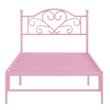 Elephance Twin Bed Frame with Headboard Metal Bed Frame Twin Size with Storage Space No Box Spring Needed Easy Assembly,Pink Elephance