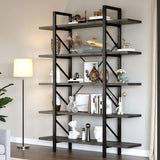 DWVO 5-Tier Bookshelf, 70.9" Tall Bookshelves Vintage BookCases with 5 Shelves Display Storage Shelves for Home Office, Living Room, Charcoal Gray DWVO