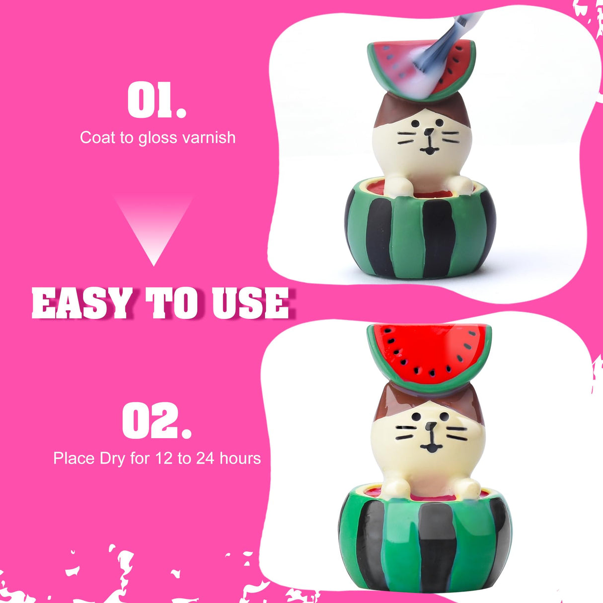 Air Dry Clay Varnish, 200ml/7oz High Gloss Varnish, Ceramic Glaze, Clear Clay Sealant with Brushes for Craft Pottery, Acrylic Painting, Wood, Prevent Cracking Scratches Wear﻿, Waterproof Vividye