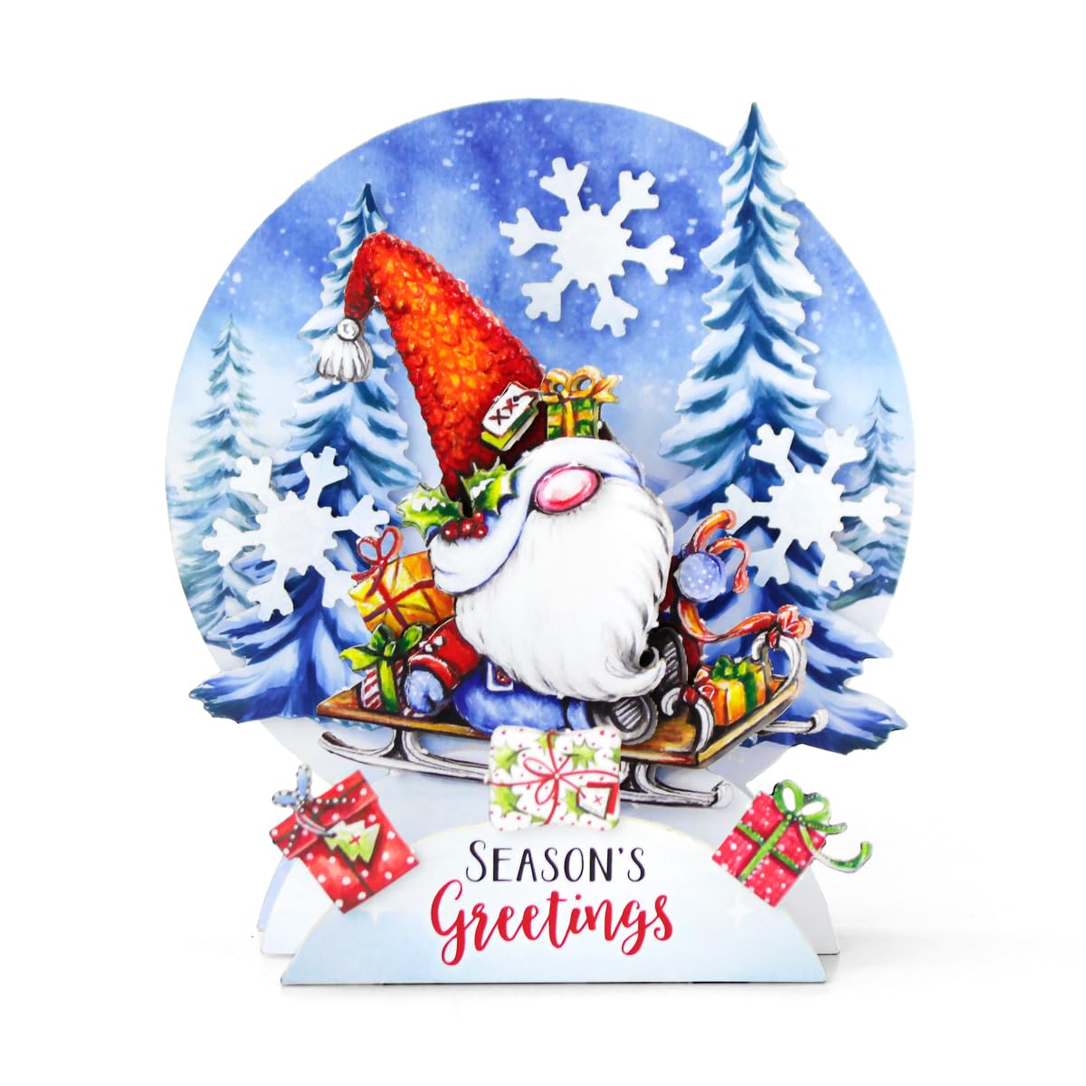 Katy Sue Christmas Gnomes Die Cut Pop Up Card Making Kit for Adults. Makes 12 Cards & Contains Gnome Die Cut Decoupage Paper Sheets, Supports, Envelopes, & Foam Pads For Christmas Card Making Supplies Katy Sue