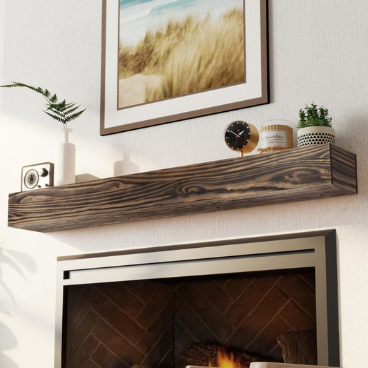 Howizz 60" Solid Pine Wood Fireplace Mantel Shelf - 5.5" Thick Wood Mantles for Over Fireplace - Invisible Heavy Duty Metal Bracket - 60 x 8 x 5.5 inches - Dark Brown