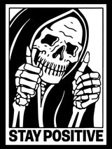 Modern Merch 'Stay Positive' Halloween Diamond Art Kits for Adults Scary Skeleton Diamond Painting Kits for Adults, Motivational Quote Cross Stitch Gem Art, Round Drill 12x16 DIY Black and White Art Modern Merch