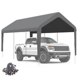Carport Canopy 12'x20' Replacement Cover, Heavy Duty Garage Shelter Cover 800D Oxford Waterproof & UV Protected Tarp with Ball Bungees, Not Include Frame, Gray KAHLHAK