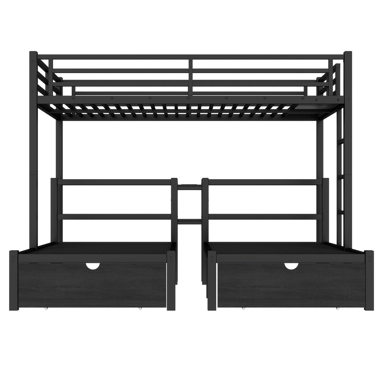 Harper & Bright Designs Triple Bunk Bed for Kids, Full XL Over Twin Over Twin Metal Bunk Beds with Drawers & 2 Shelves & USB, Triple Bunk Beds for Kids,Teens, Adults, Black Harper & Bright Designs
