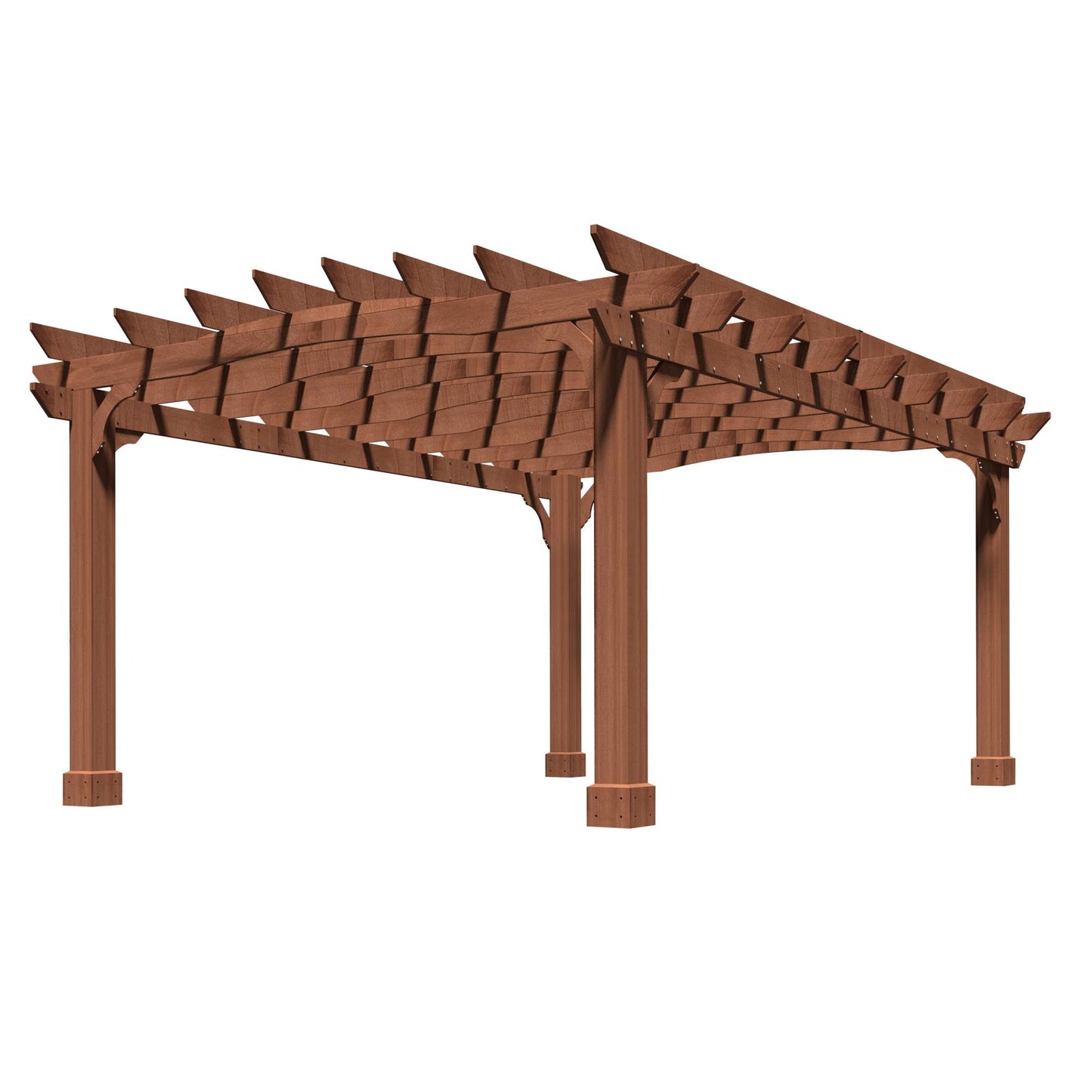 Yardenaler 12x14 FT Wooden Pergola, Cedar Wood Gazebo with Arched Roof, Outdoor Garden Shelter with Stakes Included, Patio, Deck, Backyard, Lawn - WoodArtSupply