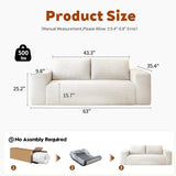 63" Cloud Loveseat Sofa - Boneless Deep Seat 2-Seater, No Assembly Foam Floor Couch, Plush Corduroy Fabric, Modern Living Room Sofa for Small Space Apartment, Bedroom, Office (White, 63") Klwenas Maec