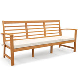 Tangkula 64 Inch Patio Acacia Wood Bench, 3-Seat Extra Long Chair with Cushion, Slatted Seat & Backrest, 3-Person Outdoor Wood Bench for Backyard, Porch, Balcony & Garden Tangkula