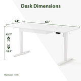 Agilestic Adjustable Height Electric Standing Desk with Storage Wooden Drawer, 63 x 24 Inches Stand Up Home Office Computer Gaming Table with Splice Board for Work Office Home, White Agilestic