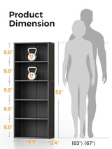 Casaottima 5-Tier Open Bookshelf and Bookcase, Floor Standing Display Storage Shelves for Living Room, Tall Book Shelf for Bedroom, Home Office, Dining Room, Black Casaottima