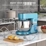 Stand Mixer, POWWA 7.5 QT Electric Mixer, 6+P Speed 660W Household Tilt-Head Kitchen Food Mixers with Whisk, Dough Hook, Mixing Beater & Splash Guard for Baking, Cake, Cookie, Kneading (Blue) POWWA