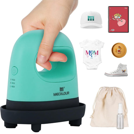 MECOLOUR Heat Press Mini Machine, Small Heat Press Iron with 3 Heat Settings, Heating Evenly for Crafts, T-Shirt, Shoes, Hats,Caps, Pillows and More Heating Transfer Projects MECOLOUR