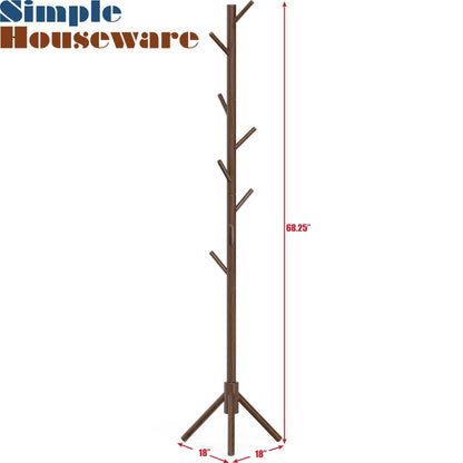 Simple Houseware Wooden Coat Rack Stand Garment Tree Rack, Walnut - WoodArtSupply