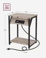 VASAGLE End Table with Charging Station, Set of 2, Small Side Tables for Living Room, Bedroom, Nightstand with Outlets and USB Ports, Bedside Table with Storage Shelf, Heather Greige and Black VASAGLE