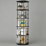 Lauxery 5 Tier Rotating Bookshelf, 360° Spinning Bookshelf Tower,Space Saving Floor Standing Corner Storage Organizer for Small Spaces, Square Revolving Bookcase for Home Office Living Room, Black Lauxery