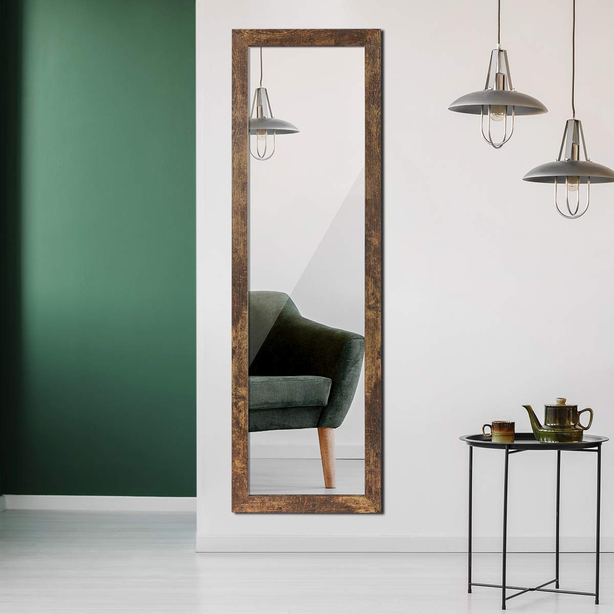 Sunix Wood Full Length Mirror, 48" x 14" Wall Mirror with Wood Frame, Full Length Door Mirror, Hanging Mirror Body Mirror for Bedroom, Rustic Frame Sunix