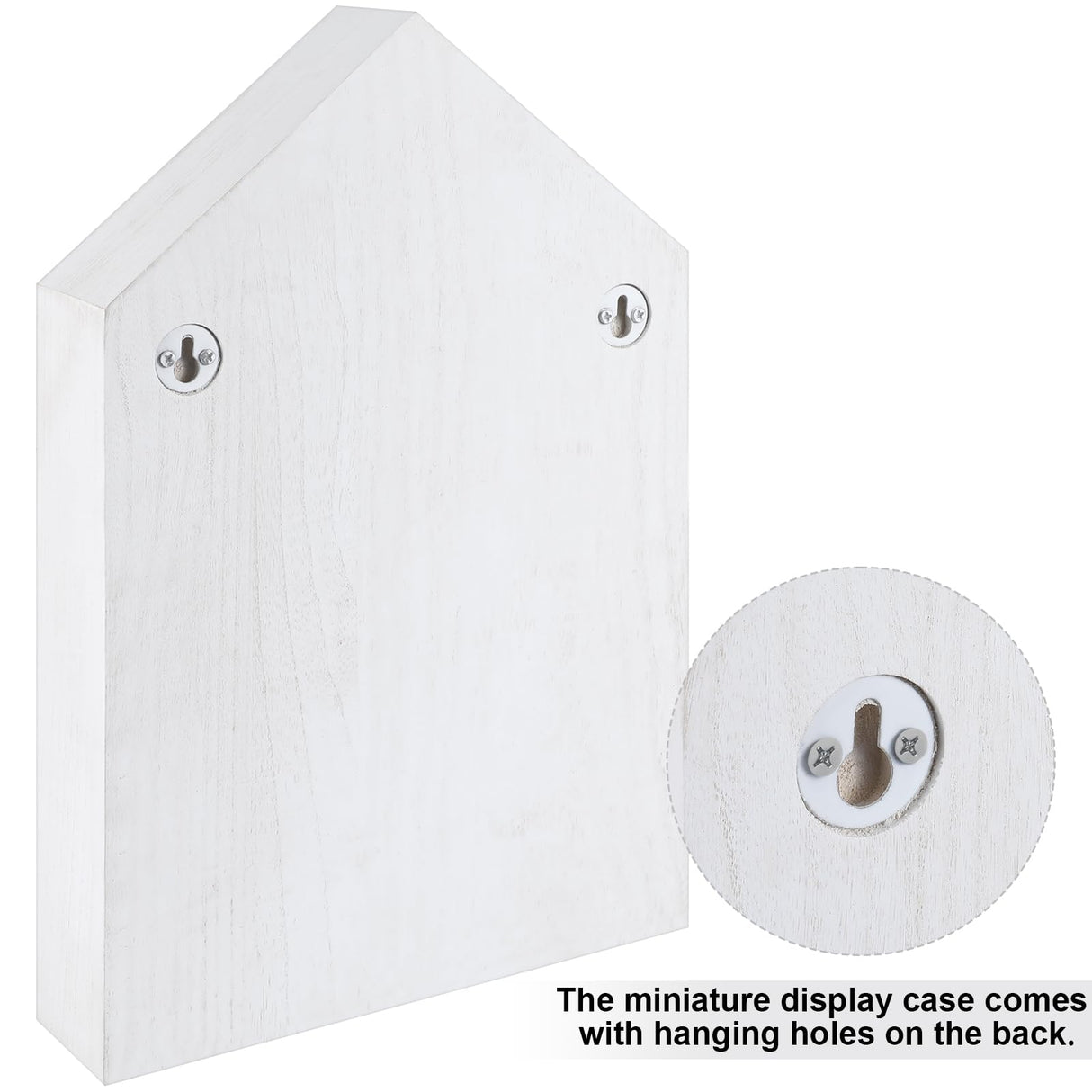 Threehoney House Shaped Wooden Shadow Cubby Box 10 W x 2 1/4 D x 15 H Hanging Display Shelf Organizer Wall Mounted Curio Cabinet Wooden Display Case Miniature Shelf for Figures(Wood Color) Threehoney