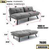 Modern Velvet Convertible Folding Futon Couch Sofa Bed Adjustable Pillow Top Arm Memory Foam Couch Double Loveseat Sofa for Compact Living Space,Dorm,Game Studio,Apartment,Bedroom (Light Grey) Klwenas Maec