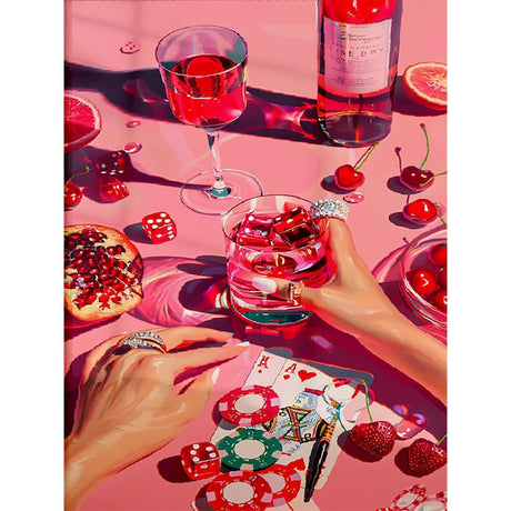 mjcakrn Party Vintage Paint by Numbers for Adults Beginner, DIY Acrylic Retro Funny Poker Easy Adults Paint by Number Kits, Watercolor Paint by Numbers Kits on Canvas for Home Wall Decor 16x20inch mjcakrn