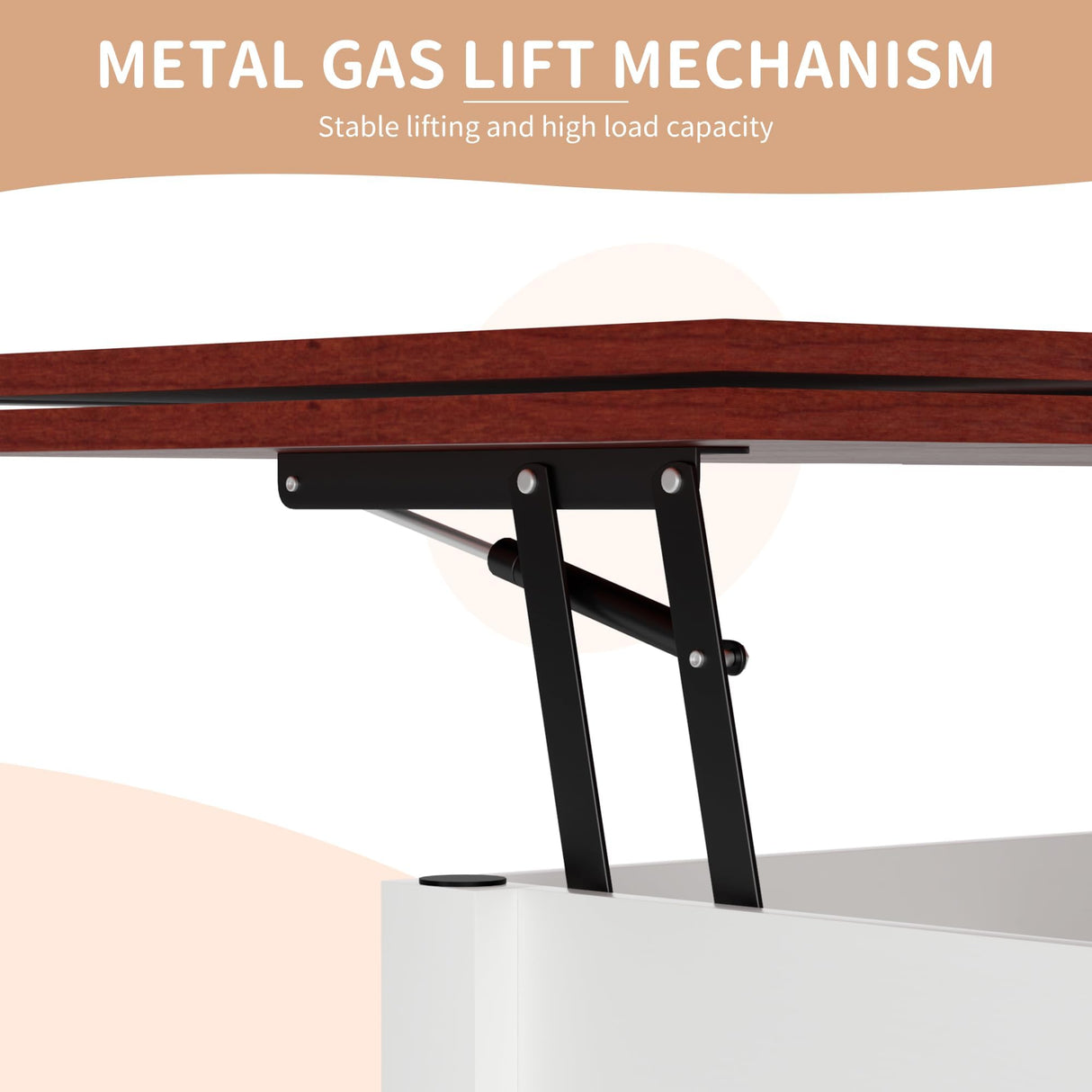 Lift Top Coffee Table with Storage, Grey Lift Top Coffee Table with Drawers&Hidden Compartment, Multi-Functional Center Table, Convertible Coffee Tables into Dining Table for Home Living Room (White) SAHISTCT