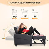 VINGLI Black Futon Sofa Bed Convertible Loveseat Sleeper Couch, Faux Leather Pullout Sofa Fold Out Couch Bed with USB Ports, Cup Holders, Armrest for Living Room, Bedroom Apartment Room VINGLI