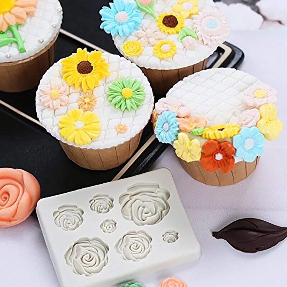 2PCS Rose Flowers silicone molds Cake Chocolate Mold wedding Cake Decorating Tools Fondant Sugarcraft Cake Molds ORIONE