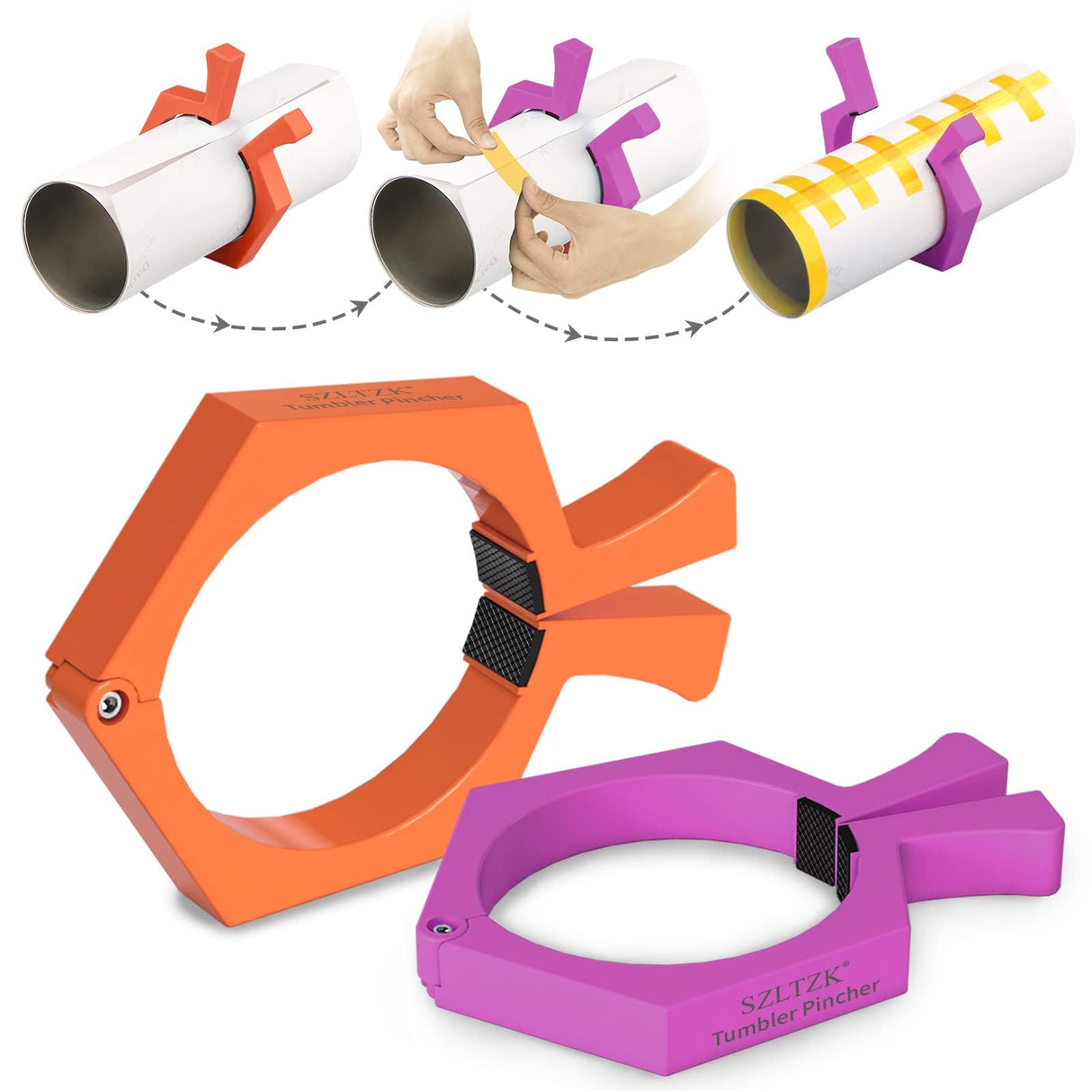 2 Pack Sublimation Tumblers Pinch,Tumbler Clamp for Sublimation,Cup Cradle for Crafting Tumblers,Sublimation Cup Holder Clamp for 20oz Cups,Mug Clamps for Sublimation Tumblers Supplies(Orange&Purple) SZLTZK