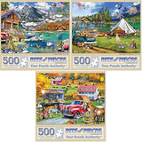 Bits and Pieces Set of 3 Jigsaw Puzzles 500 Pieces - New England Farm Lake Bits and Pieces