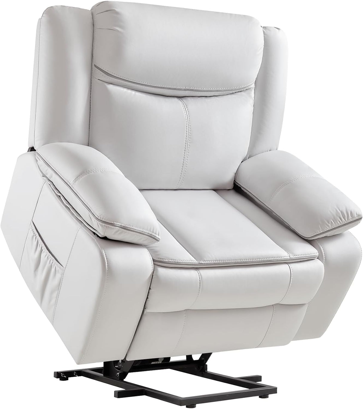 Jocisland Oversized Power Lift Recliner Chairs for Adults, Electric Lazy Boy Recliners for Elderly with USB Port, Large Lay Flat Reclining Sofa for Living Room Bedroom, Faux Leather, White Jocisland