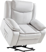 Jocisland Oversized Power Lift Recliner Chairs for Adults, Electric Lazy Boy Recliners for Elderly with USB Port, Large Lay Flat Reclining Sofa for Living Room Bedroom, Faux Leather, White Jocisland