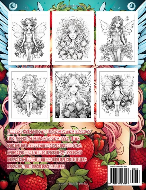 Berry Fairies Coloring Book: An Adult Coloring Book Featuring Cute Fairy Girls with Strawberries, Blueberries, Blackberries and More! WoodArtSupply