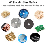 WQV Mini Miter Saw, 775 Motor Cut Off Mini Chop Saw, 4 inch Circular Saw with Angle Adjustable Vise & 3 Blades for Craftsman DIY Crafts Hobby PVC Metal Wood Cutting, Adjustable Speed WQV