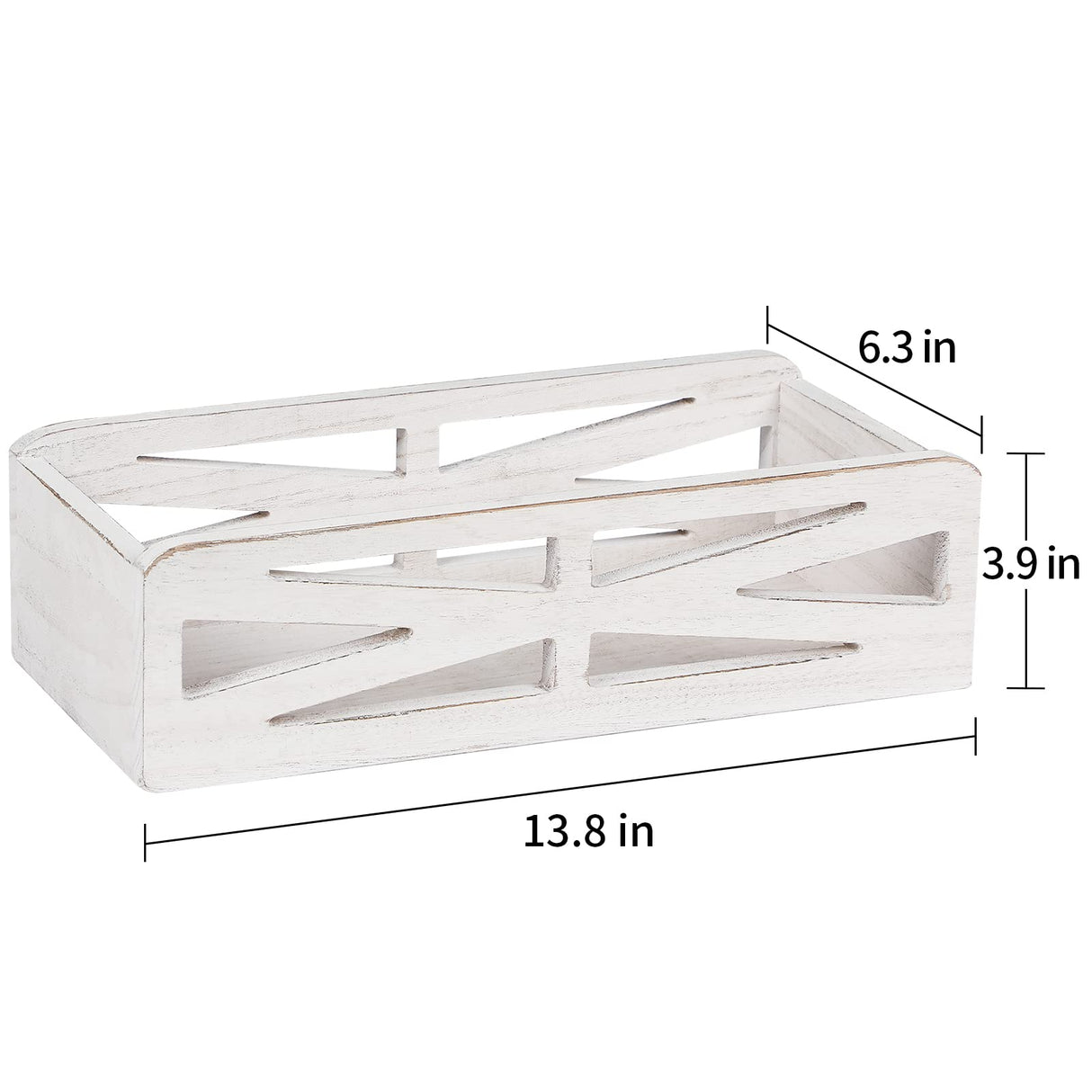Bathroom Decor Box Toilet Paper Holder, Rustic Wooden Toilet Tank Box, Farmhouse Over Toilet Bathroom Organizer Storage Basket for Living Room, Table Counter, Kitchen (Rustic White) RJMKD