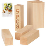 5 Pcs Basswood Carving Block, Natural Soft Wood Carving Block, 2 Sizes Portable Unfinished Wood Block, Carving Whittling Art Supplies for Beginner Expert DIY Wood Craft Fyrome