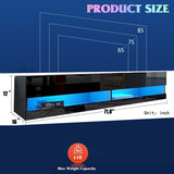 wuleen Floating LED TV Stand, 71'' Wall Mounted Entertainment Center with Storage and LED Light Socket Board, Modern High Gloss TV Stand Fits Up to 80 Inch TV, led Floating Shelf wuleen